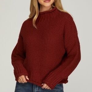 Zesica Cozy Red Knit Sweater